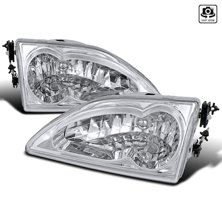Spec-D Tuning 94-98 Ford Mustang Chrome Housing Headlights LH-MST94-RS